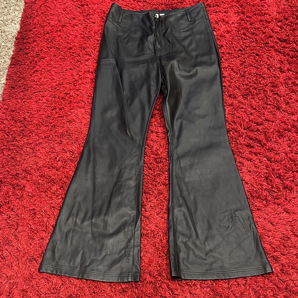 Free People Black Bootcut Faux Leather pants